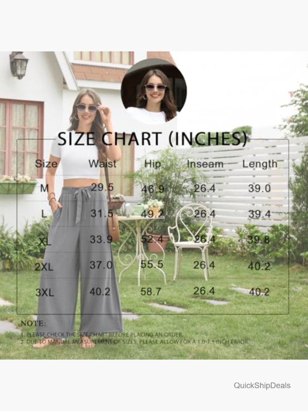 Women's Wide Leg Lounge Pants with Pockets High Waisted Drawstring Palazzo - Picture 4 of 6